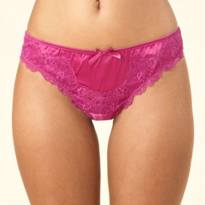 Plum satin thong