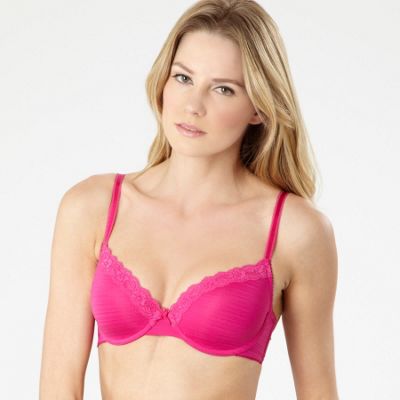 Pack of two pink and white striped t-shirt bras