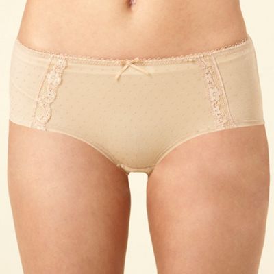 Natural polka dot mesh shorts