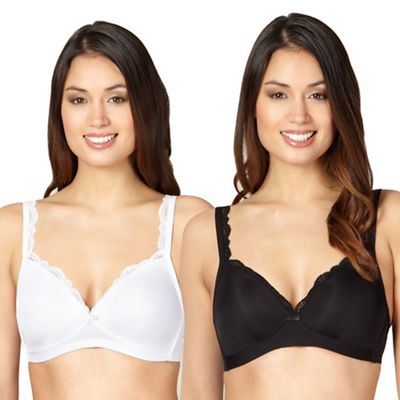 Pack of two black & white non-wired bras