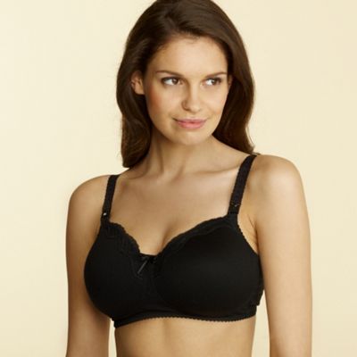 Black padded cotton non wired nursing bra