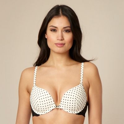 Cream polka dot natural boost plunge bra