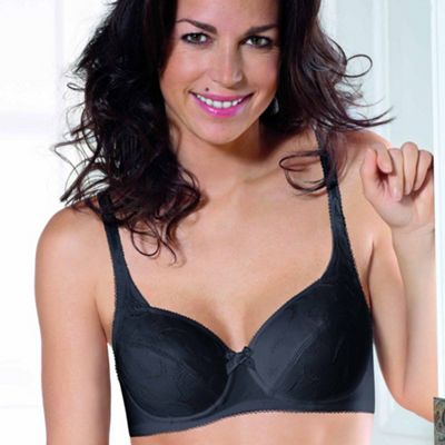 Black embroidered underwired cotton bra