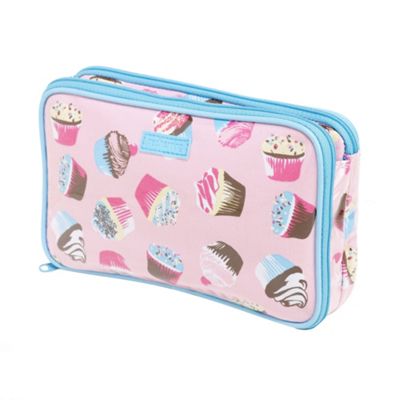 Red Herring Cupcake triple zip cosmetics bag