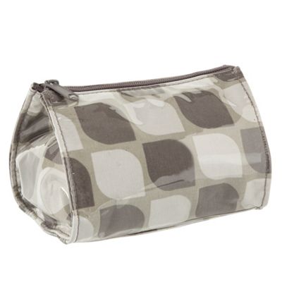 Grey leaf print small wash bag