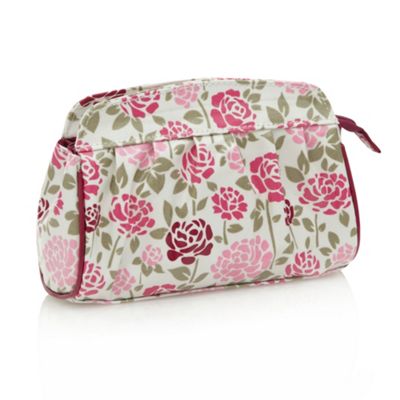 Pink rose printed cosmetics purse