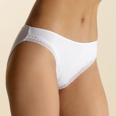 Debenhams White lace trim high leg briefs