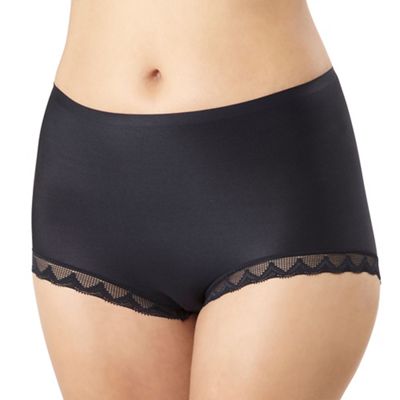 Black lace trim invisible full briefs                                                                                           