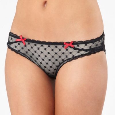 Black spotted mesh brazilian briefs                                                                                             
