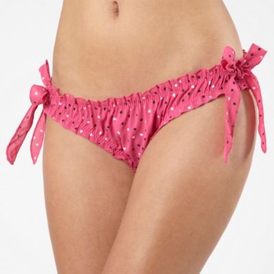 Pink ruffled tie side bikini briefs