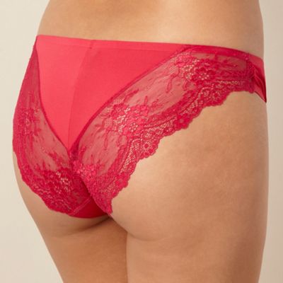 Dark pink lace brazilian briefs