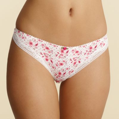 Pink 'Little Poppies' printed thong