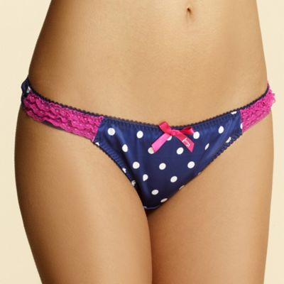 Navy big spot thong