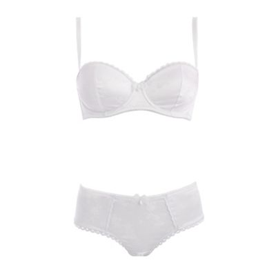 Presence White jacquard satin multiway bra