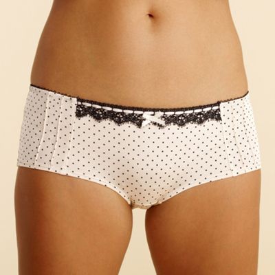 Ivory spotted lace trim shorts