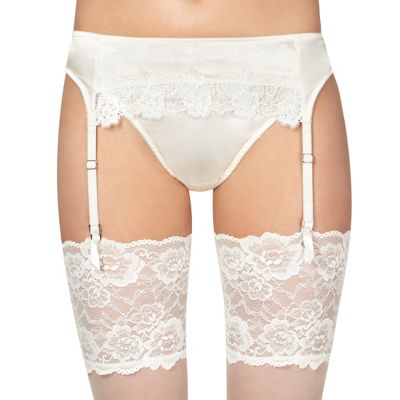 Ivory lace trim bridal suspender                                                                                                