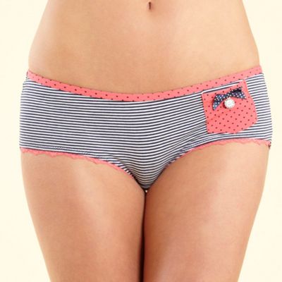 Navy striped daisy charm shorts