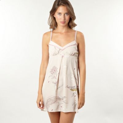 Taupe bird print pyjama chemise