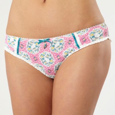 Pink Floral Print Bikini Briefs