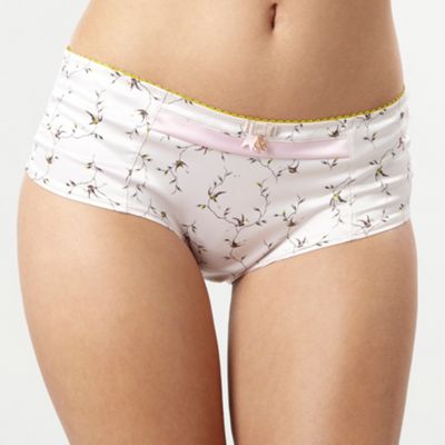Taupe bird print shorts