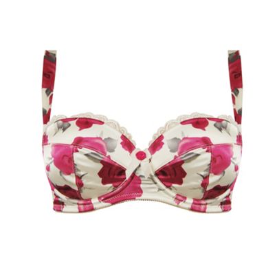 Cream & pink Posy balcony bra