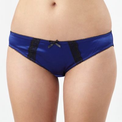 Blue satin and lace trim hipster briefs