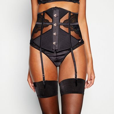 Gold and black polka dot silk mix basque
