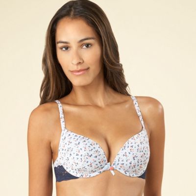 Multicoloured pattern plunge bra