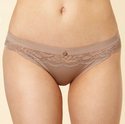 Taupe lace brazilian briefs