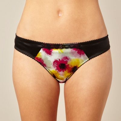 Dark pink floral print bikini briefs