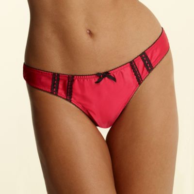 Red satin and lace thong