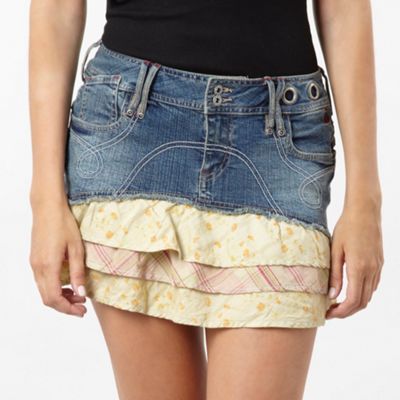 Blue denim mini skirt
