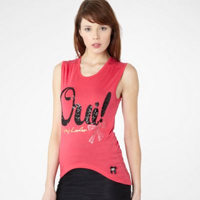 Lipsy Pink Oui sequin t-shirt
