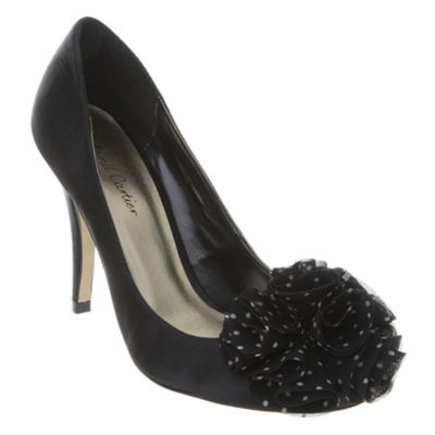 Polka dot pompom court shoe