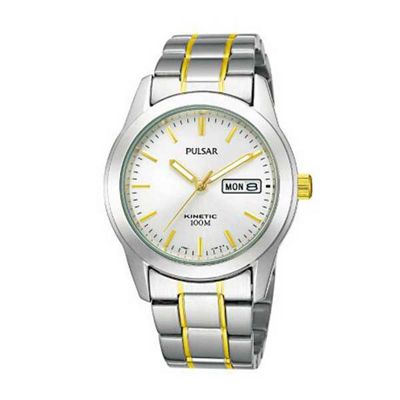 Pulsar Mens round two tone dial and bracelet watch
