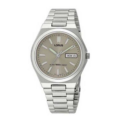 Mens round dial with silver link bracelet