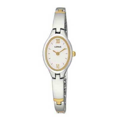 Womens white oval dial with two tone link bracelet watch from Debenhams