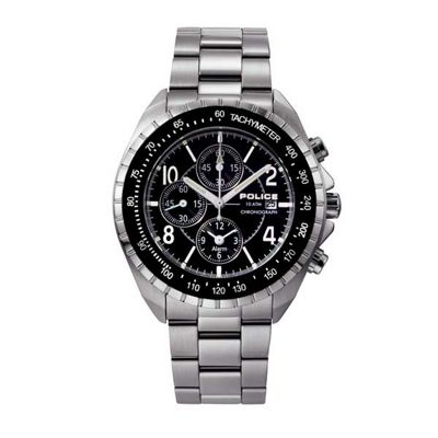 Mens black chronograph dial with bracelet