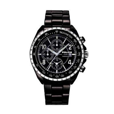 Mens black dial with black plated bracelet