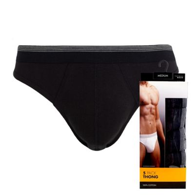 Pack Of 5 Black Thongs