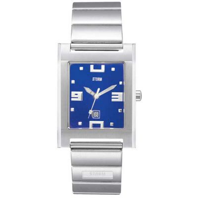 Storm Mens blue square dial with bracelet strap