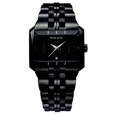 Police Mens black with red stripe dial black