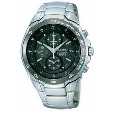 Seiko Mens black textured chronograph dial