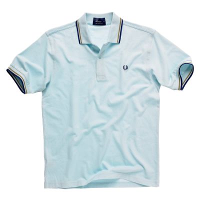 Light blue tipped  pure cotton polo shirt