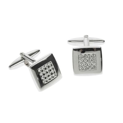 Thomas Nash Grey crystal square cufflinks