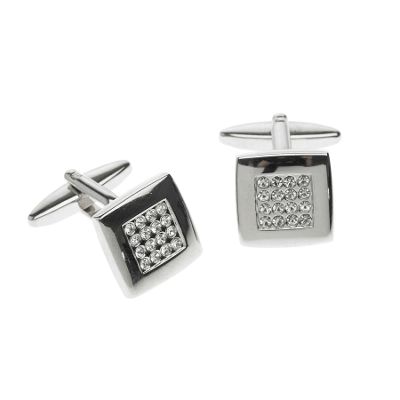 Grey crystal square cufflinks