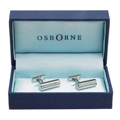 Osborne Silver coloured crystal stripe bar cufflinks