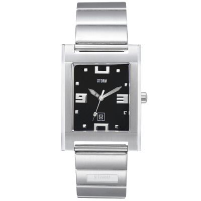 Storm Mens black dial with silver coloured