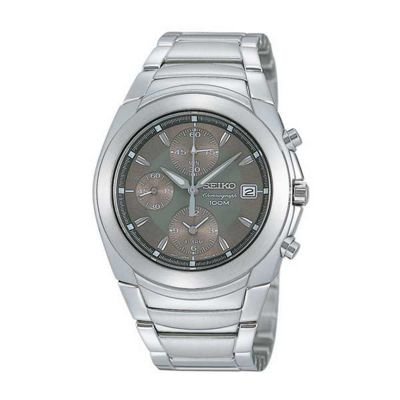 Seiko Mens grey round dial bracelet strap watch