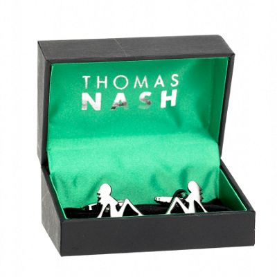 Thomas Nash Silver coloured lady silhouette cufflinks
